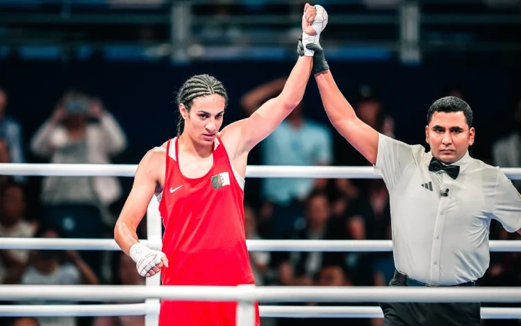 Imane Khelif after the Women's 66kg quarterfinal match of the 2024 Olympic Games.
