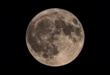 Super blue moon as seen through a telescope.