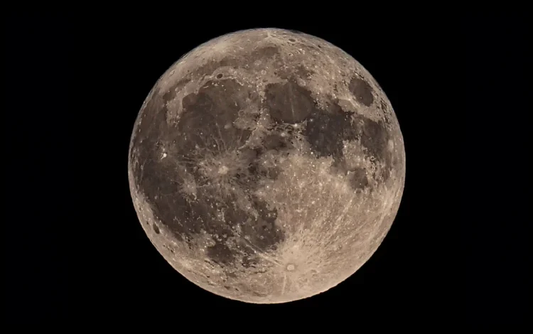 Super blue moon as seen through a telescope.