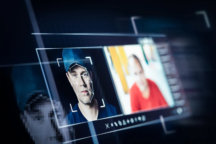 Face of a person in a Deepfake editor Face of a person in a Deepfake editor.