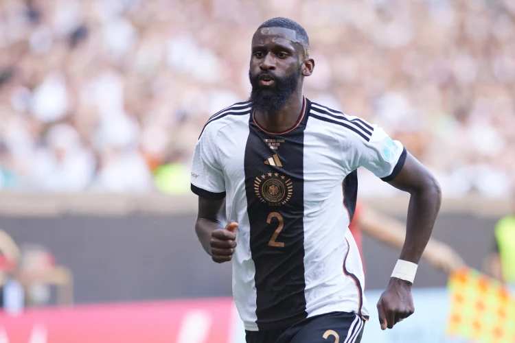Antonio Rüdiger in a friendly football match. Antonio Rüdiger in a friendly football match.
