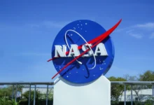 NASA sign at the Kennedy Space Center Visitor Complex.