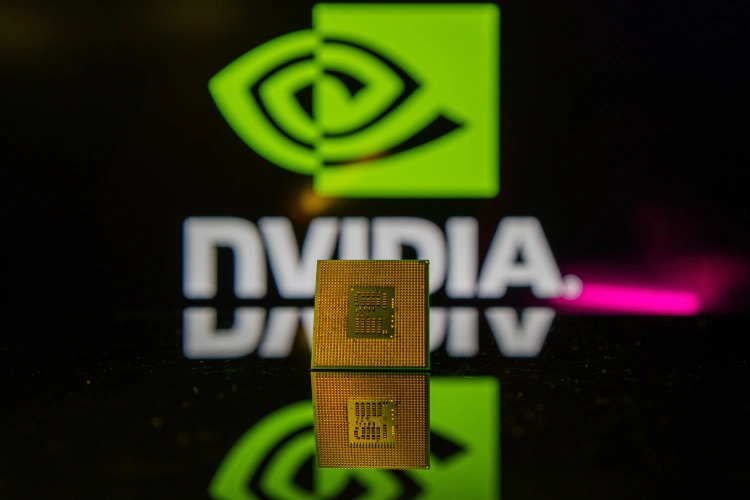 A GPU microchip developed by Nvidia A GPU microchip developed by Nvidia.