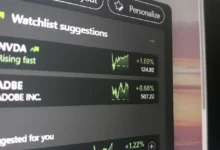Watchlist showcasing the stock price of NVIDIA.