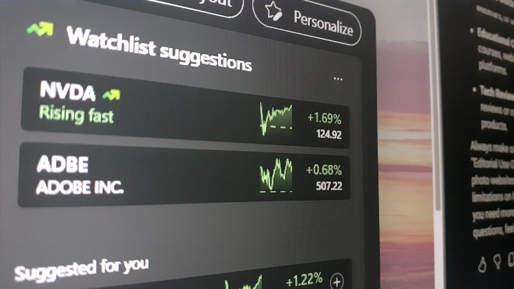 Watchlist showcasing the stock price of NVIDIA.