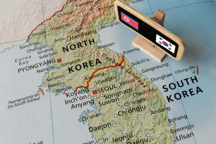 The border between the South and North Korea. The border between the South and North Korea.
